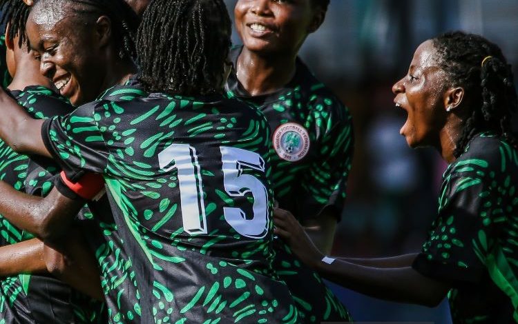 The Falconets celebrates one of their goals against Rwanda U-20 Women National Team